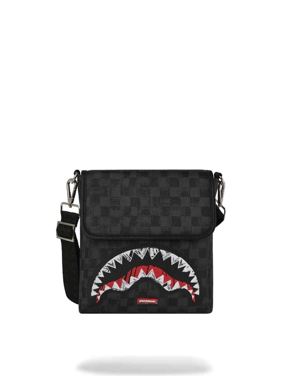 Sprayground Scribble Shark  borsello nero con tracolla