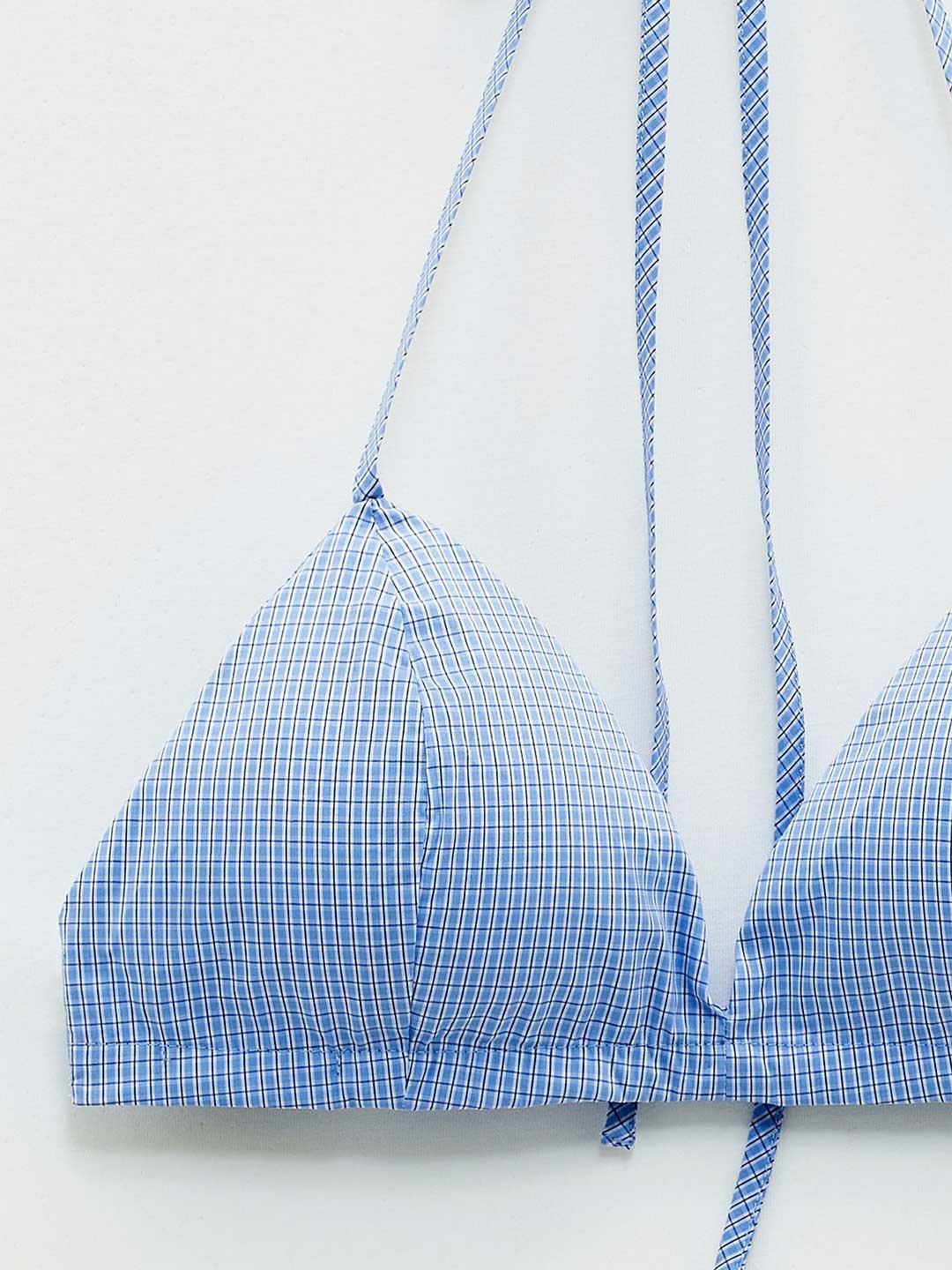 Eleh top celeste a quadri