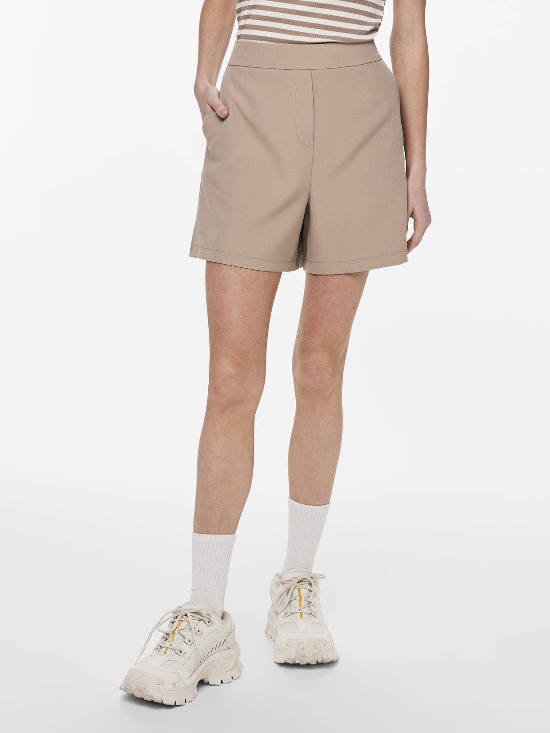 Pieces bermuda beige vita alta