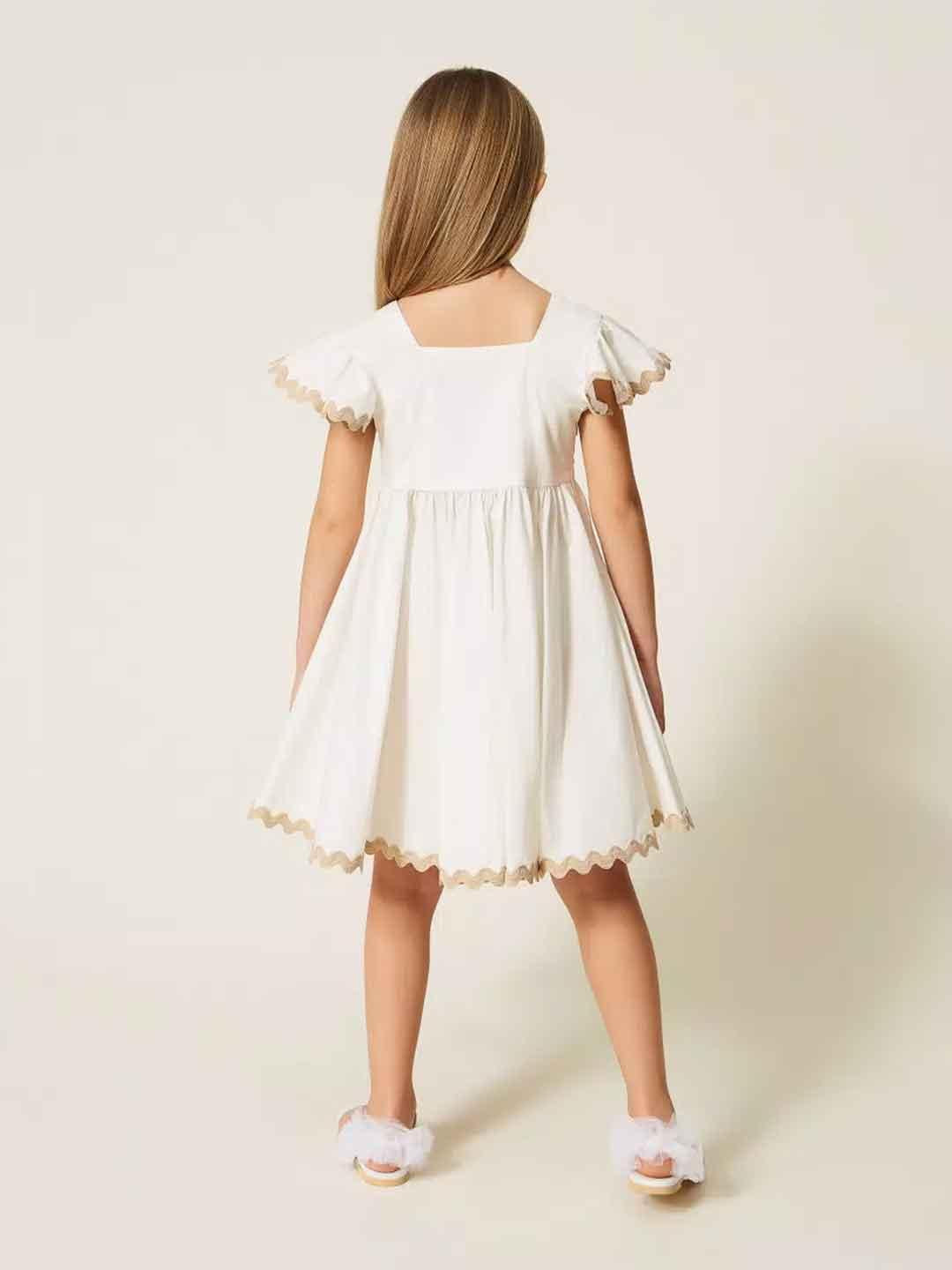 Twinset abito kids bianco con ricamo
