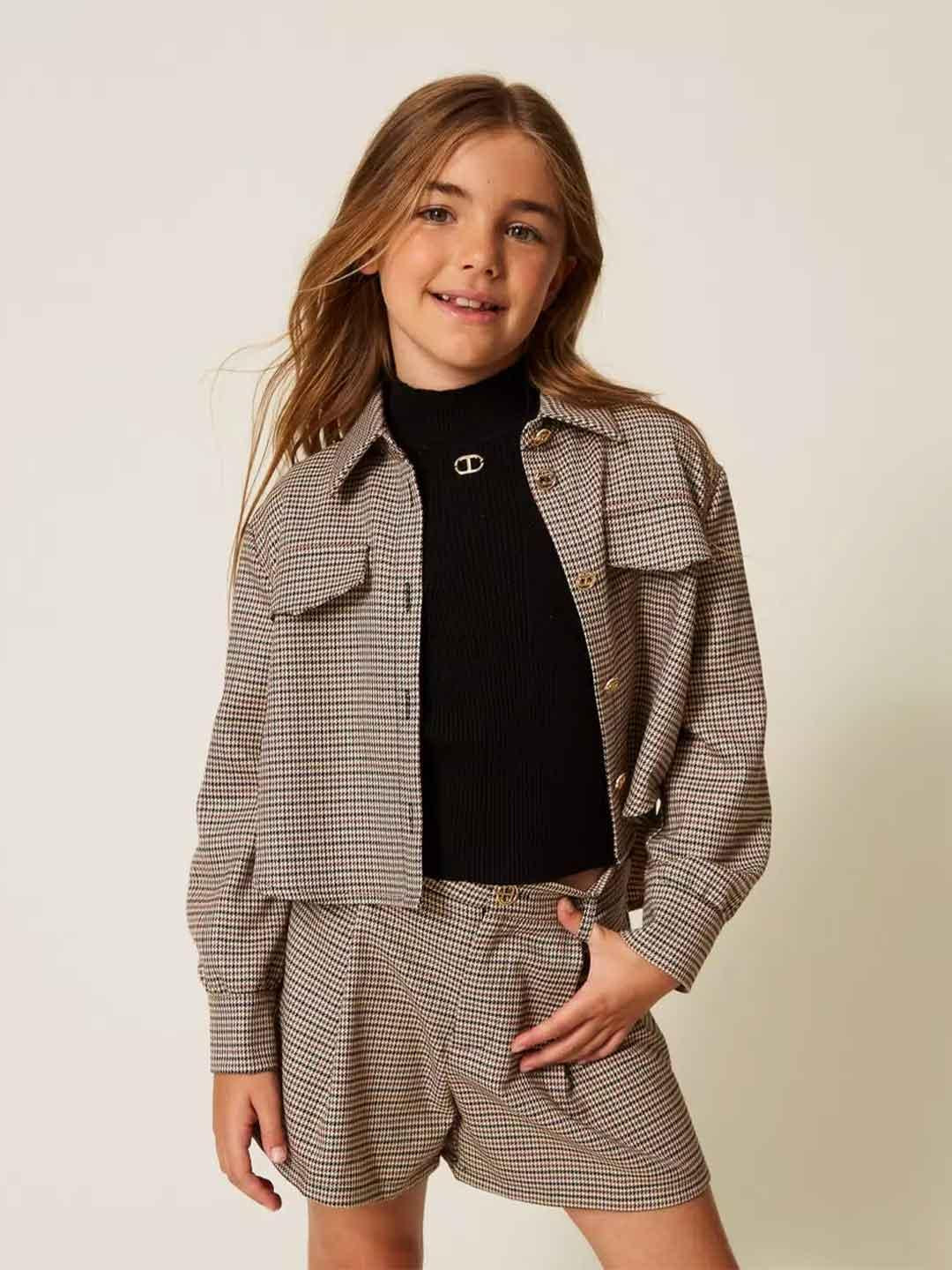 Twinset camicia kids a fantasia pied-de-poule