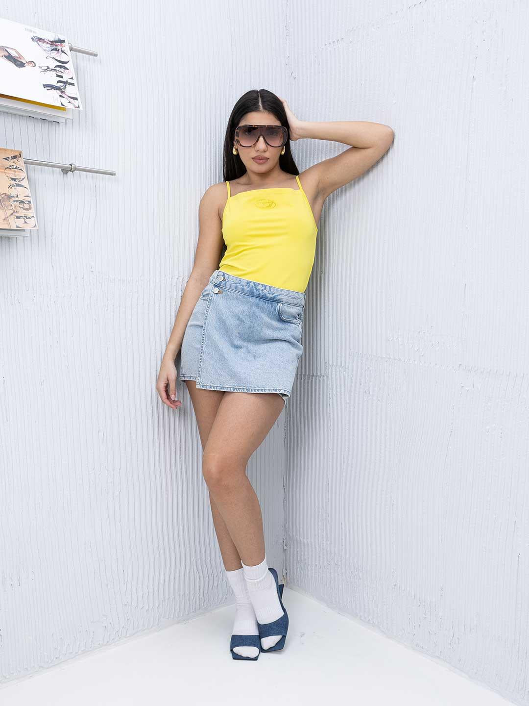 Diesel Trind top giallo con strass