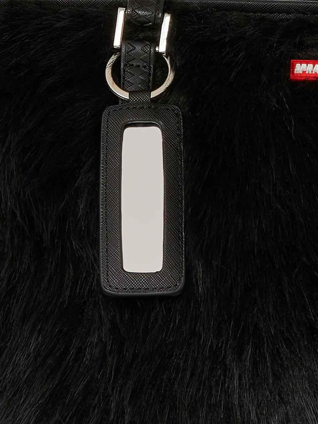 Sprayground Fur Cray Tote borsa nera con pelliccia