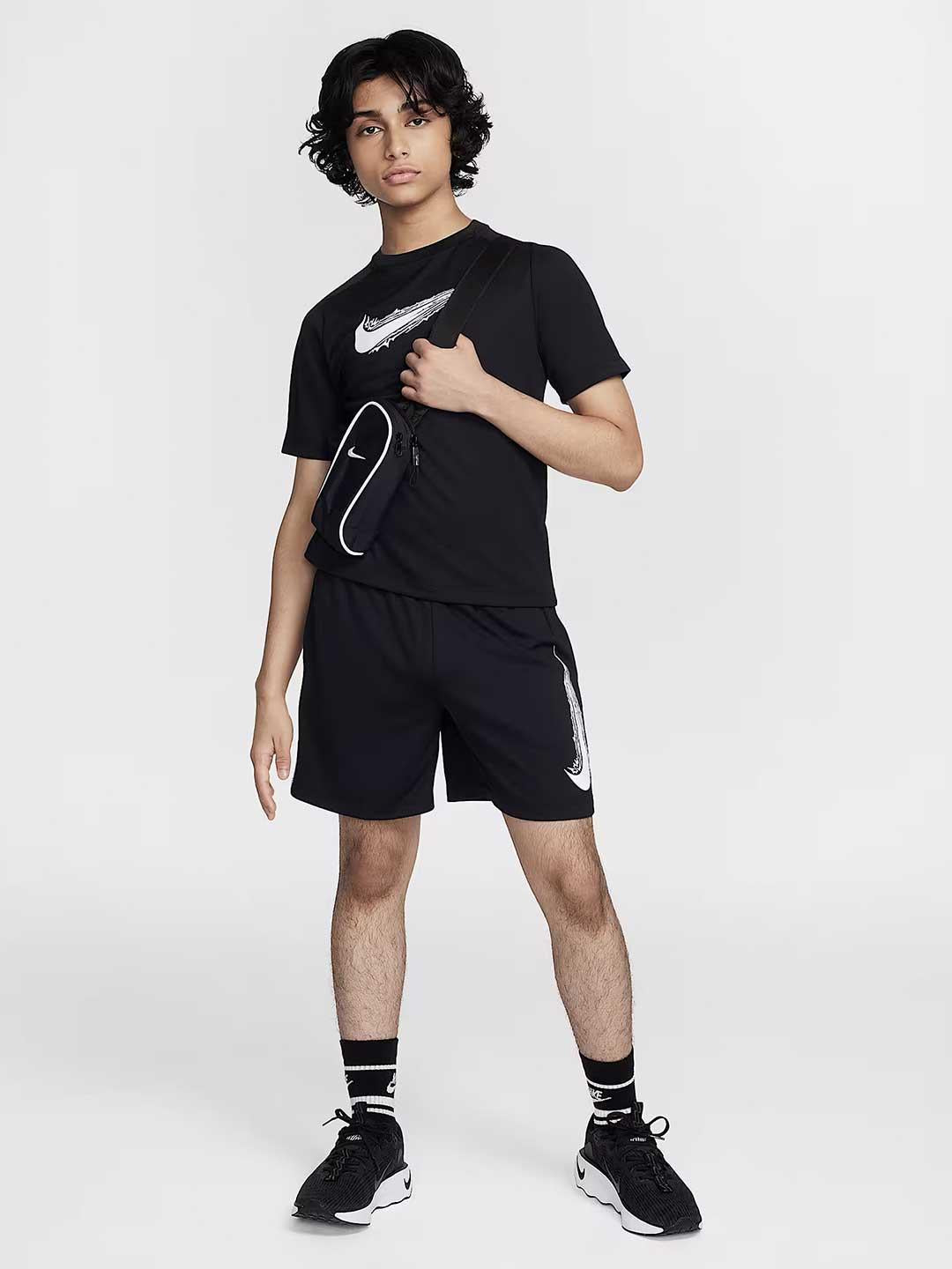 Nike bermuda kids nero con logo bianco