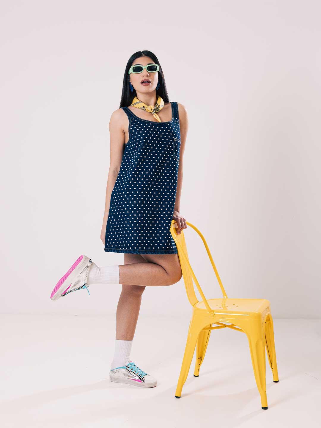 Silence abito in jeans con strass