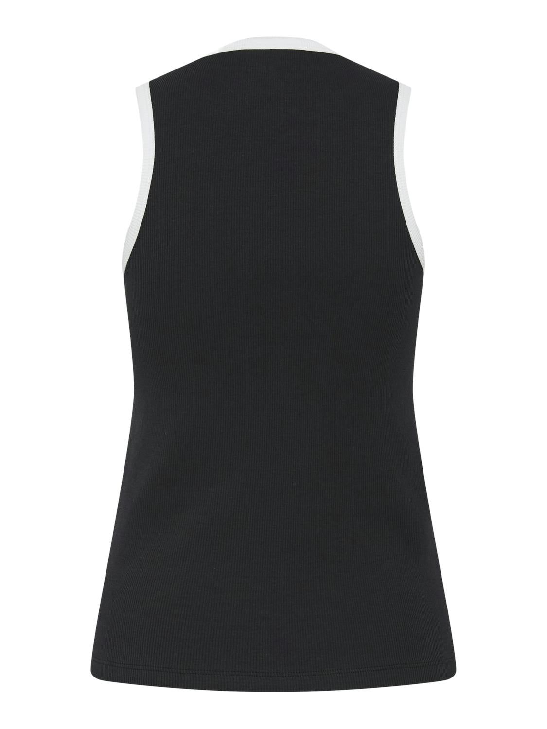 Pieces canotta nero con orli bianco
