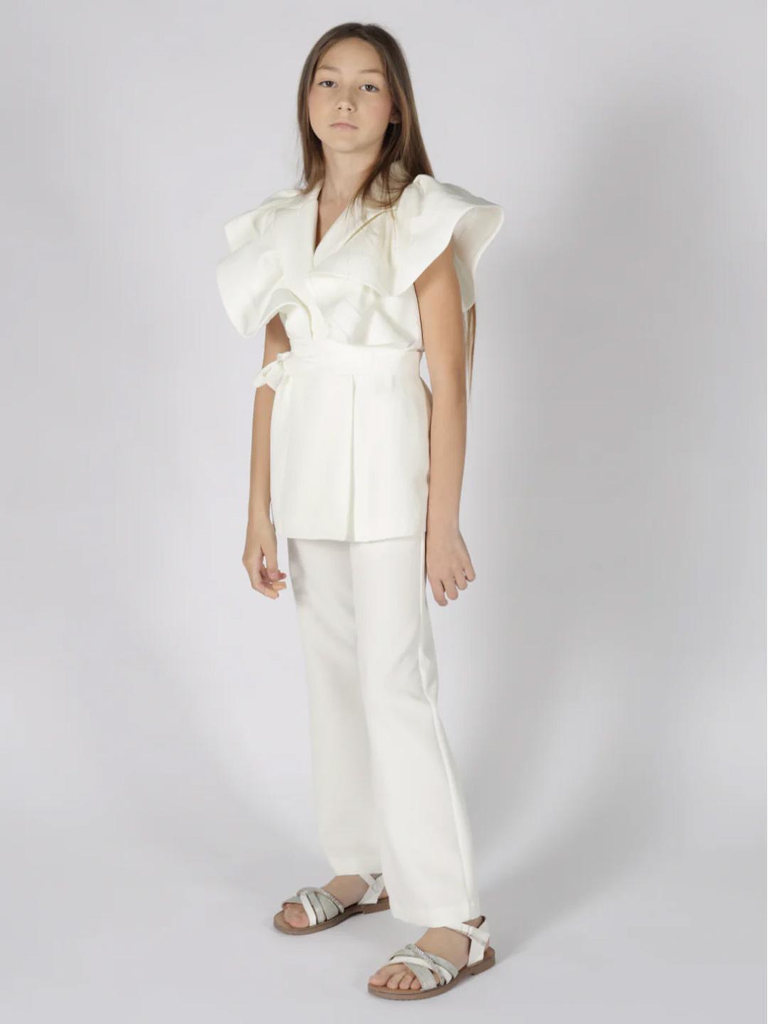 Fun & Fun gilet kids bianco con rouches