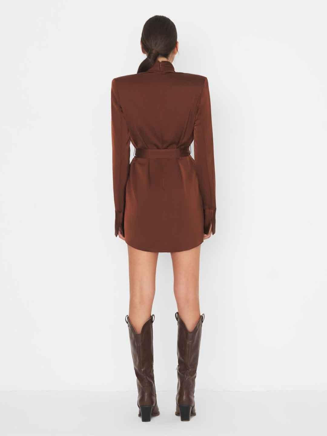 Silence Cleo abito marrone in raso