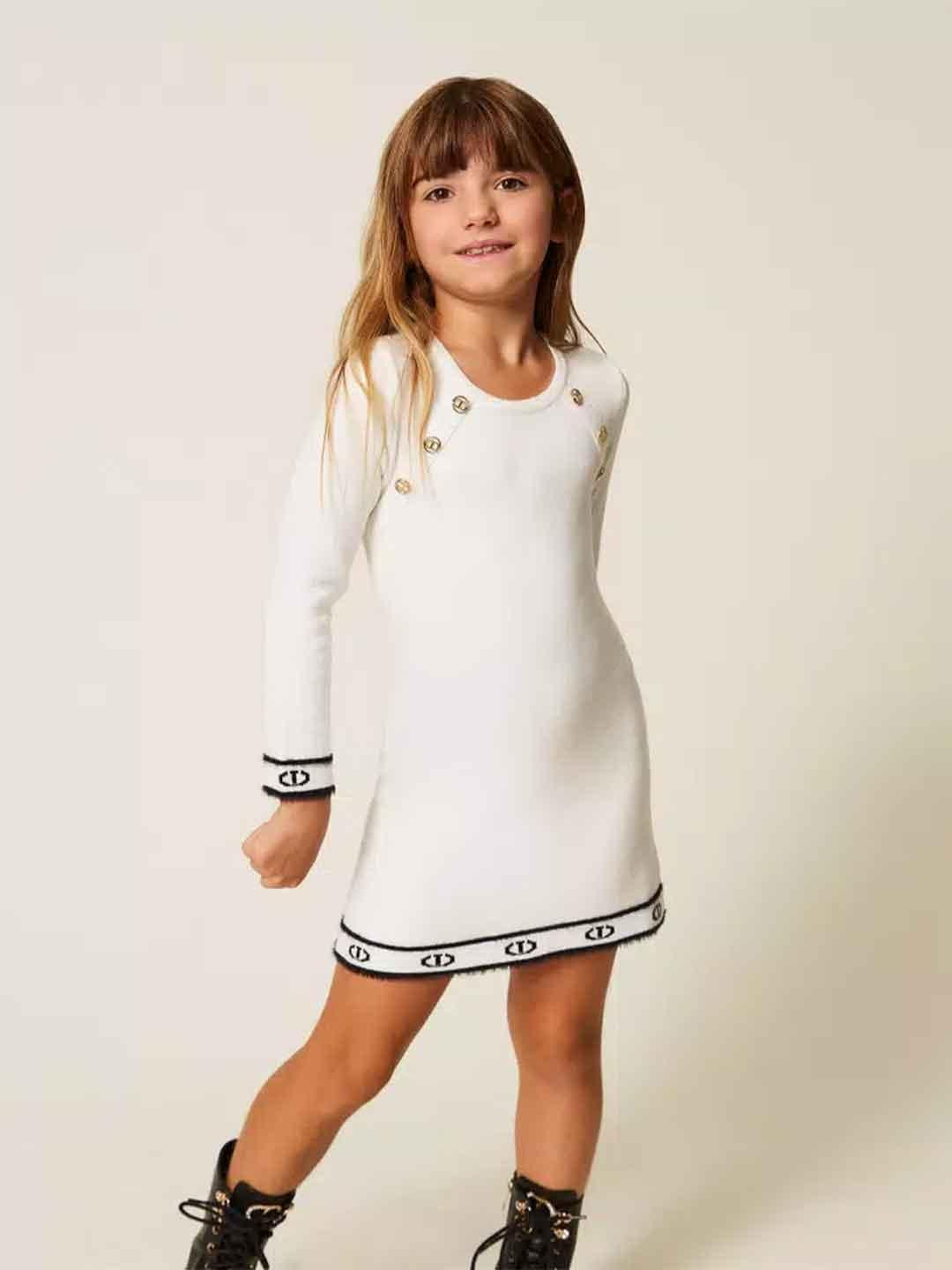Twinset abito kids bianco in lana