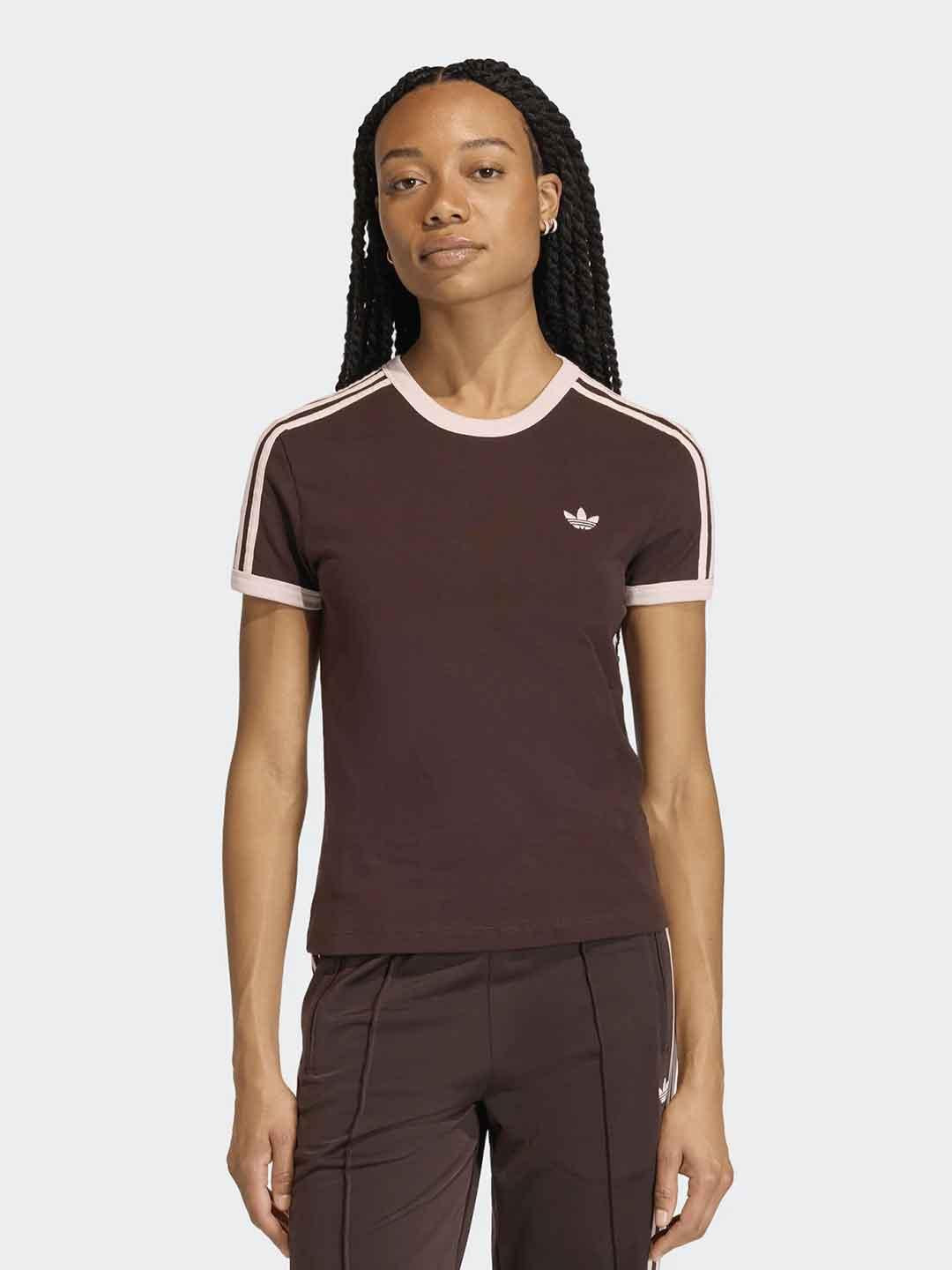 Adidas 3 Stripes t-shirt marrone e rosa