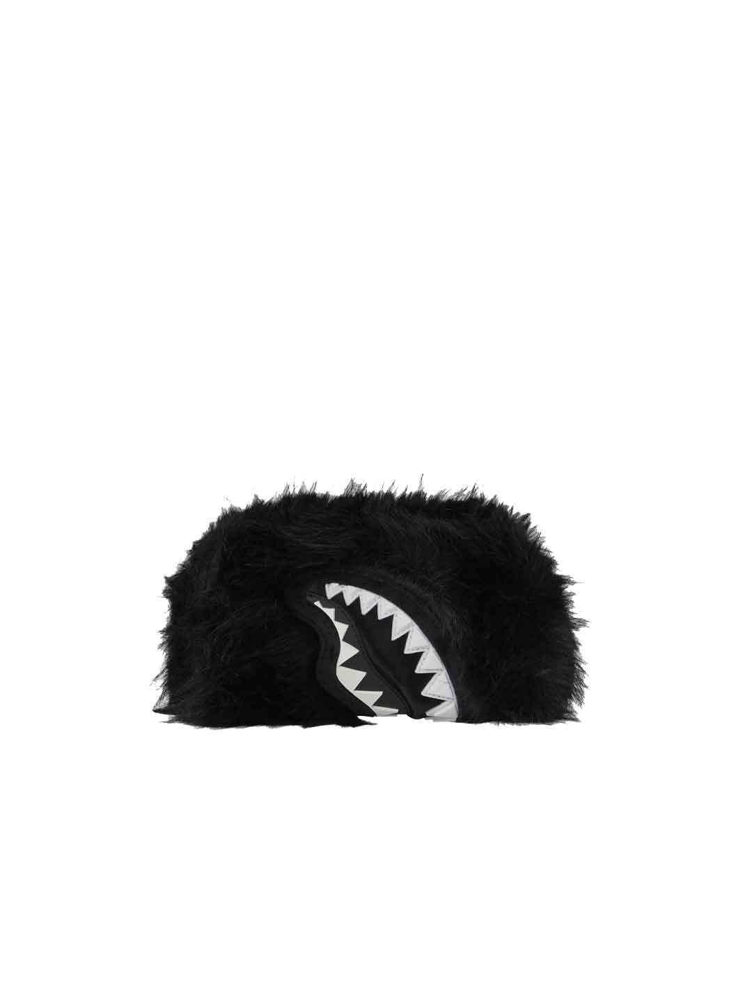 Sprayground pochette nero con pelliccia
