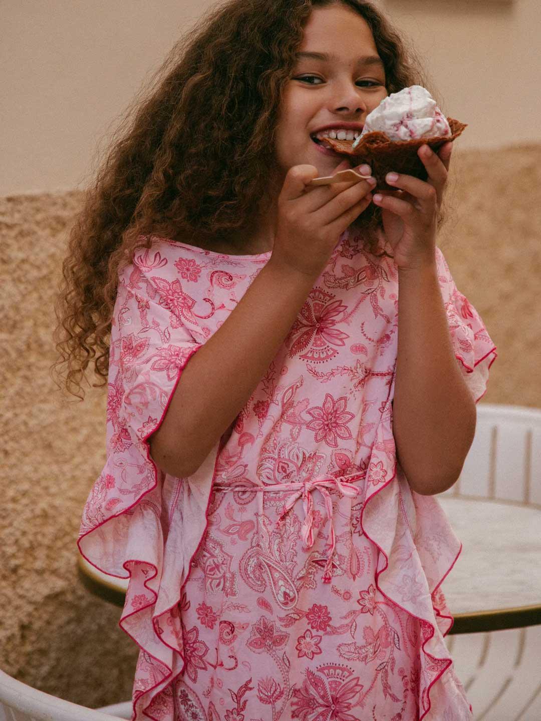 4Giveness Antibes kaftano kids rosa a bandana