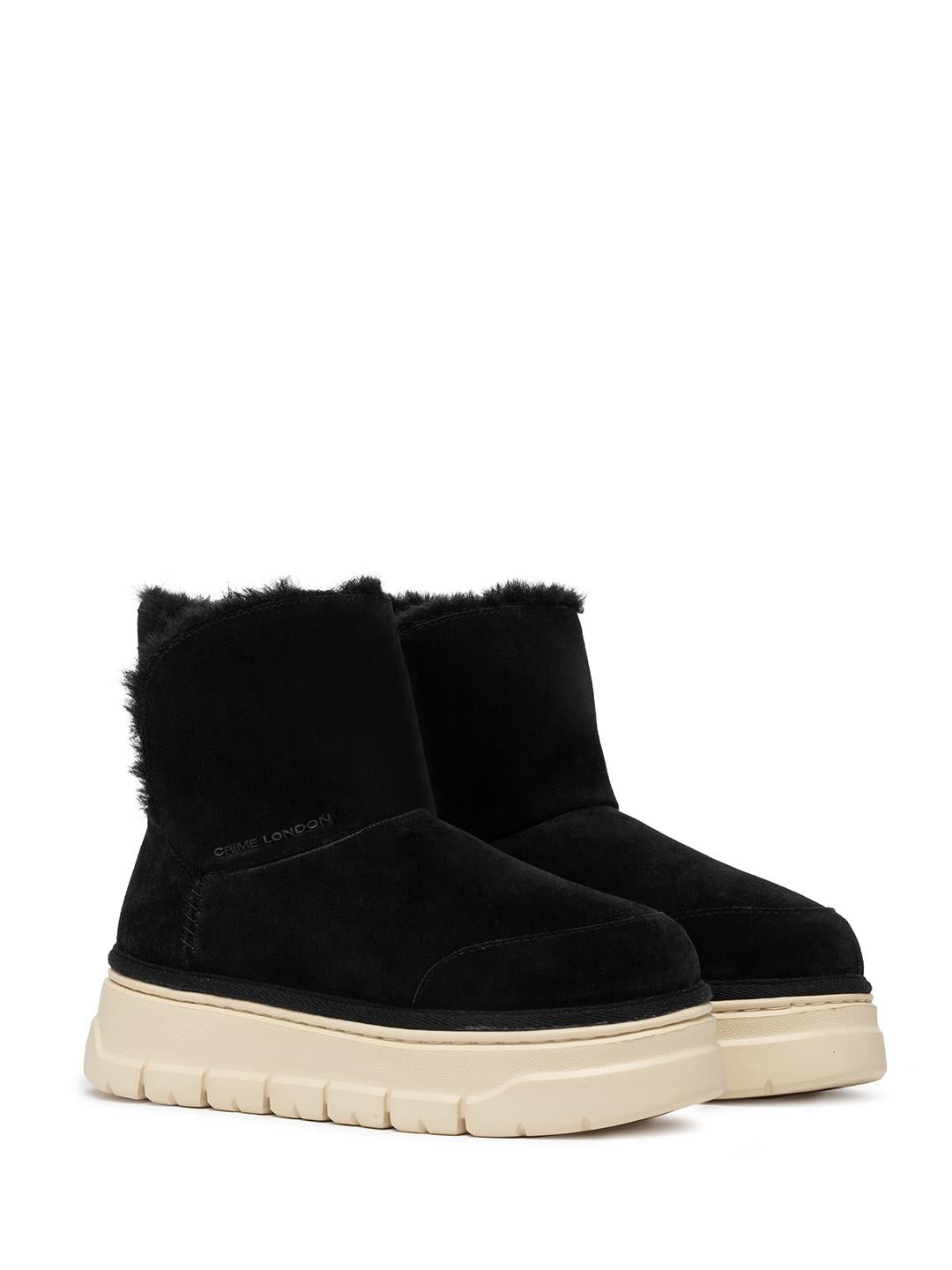 Crime Snooze Boot High sneakers nero alto con pellicia