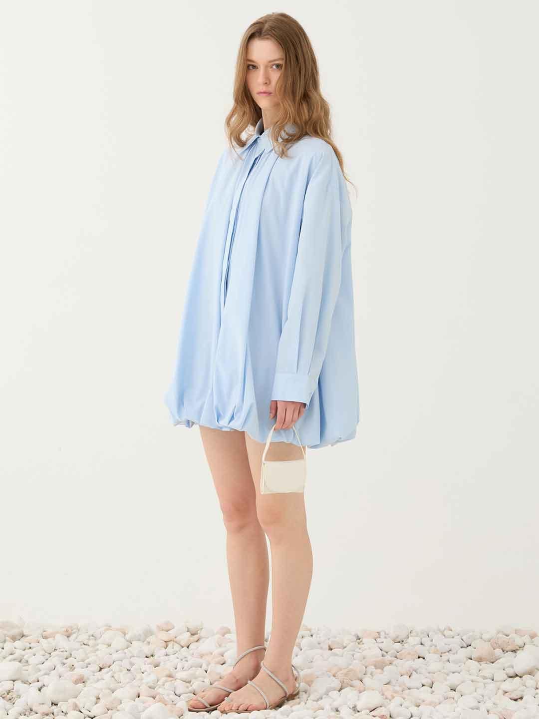 Eleh abito celeste con bottoni