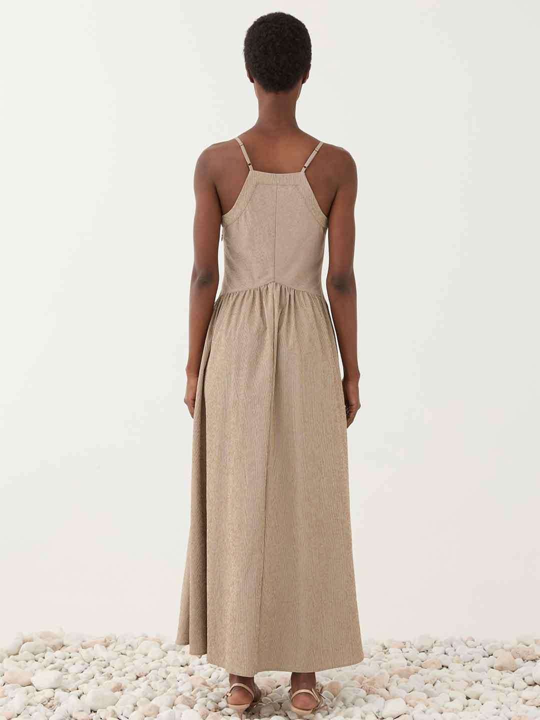 Eleh abito marrone a righe