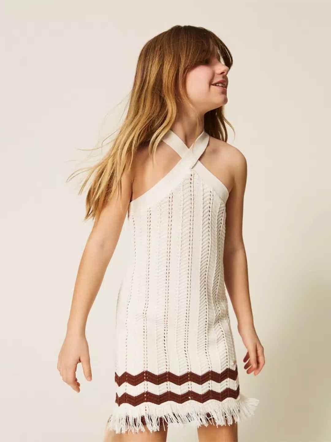 Twinset abito kids panna in maglia