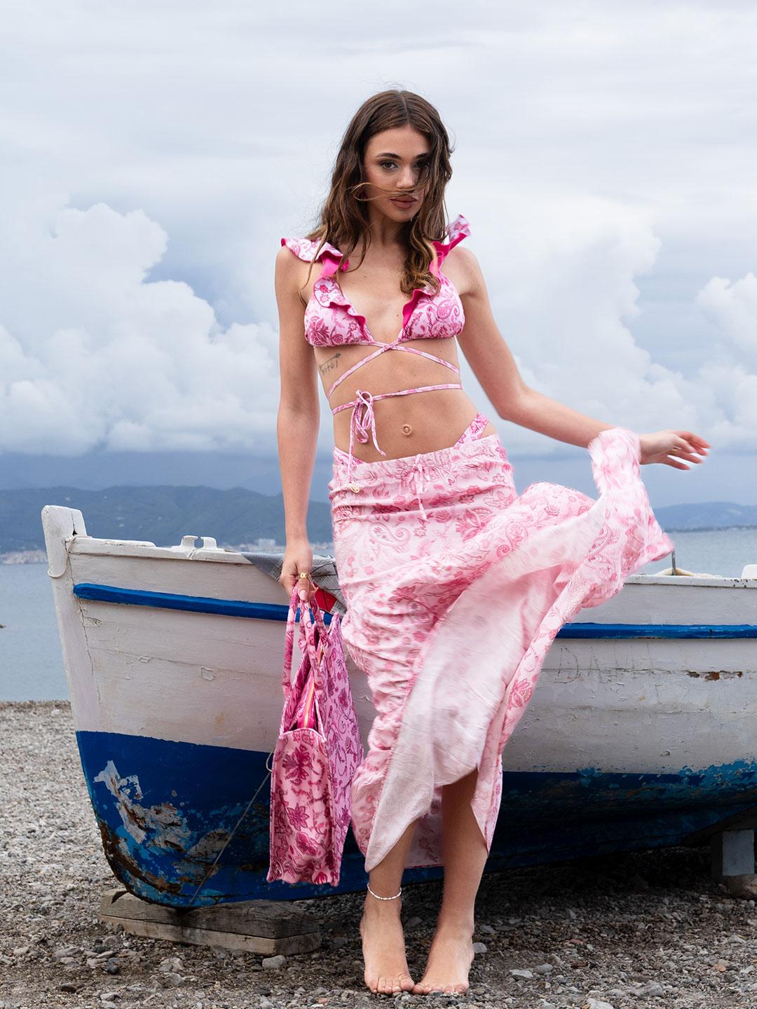 4Giveness Antibes gonna lunga rosa a bandana