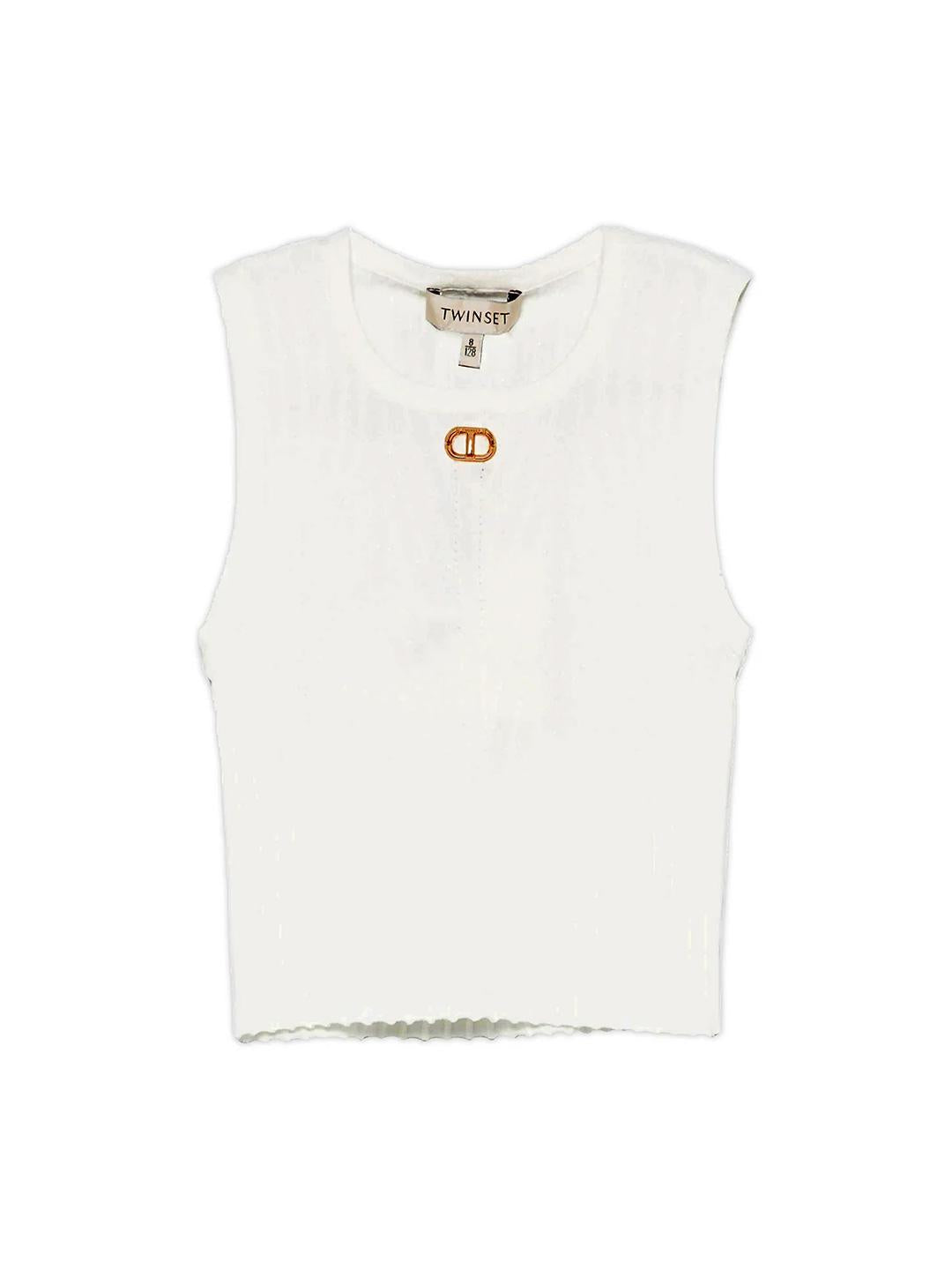 Twinset top kids bianco a coste