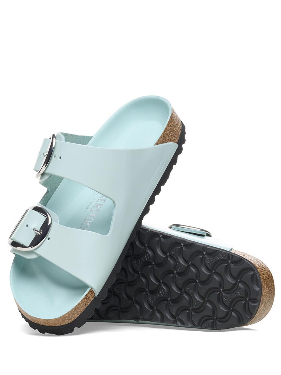 Birkenstock Arizona Big Buckle standali verde con fibbia in argento