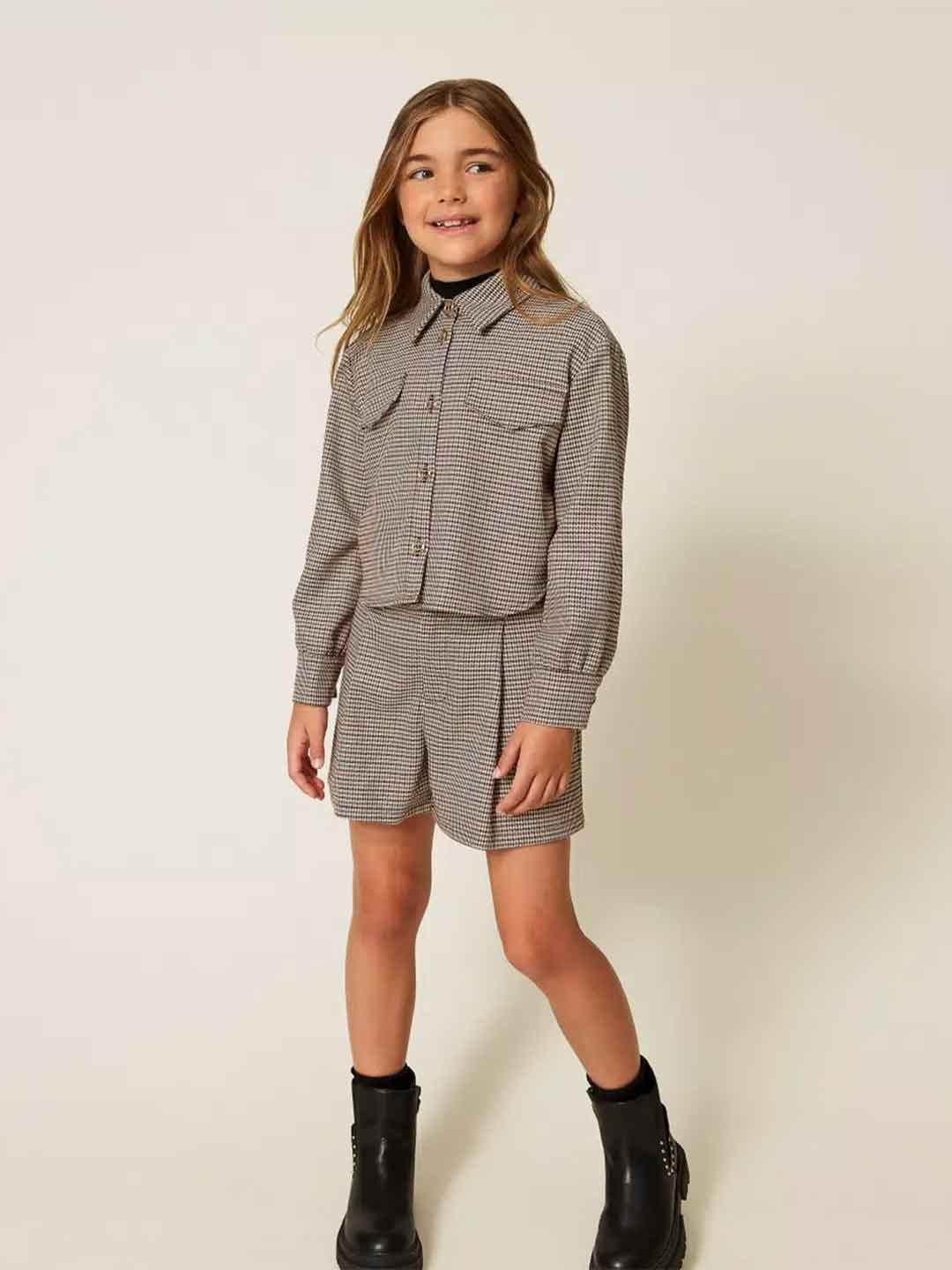 Twinset camicia kids a fantasia pied-de-poule