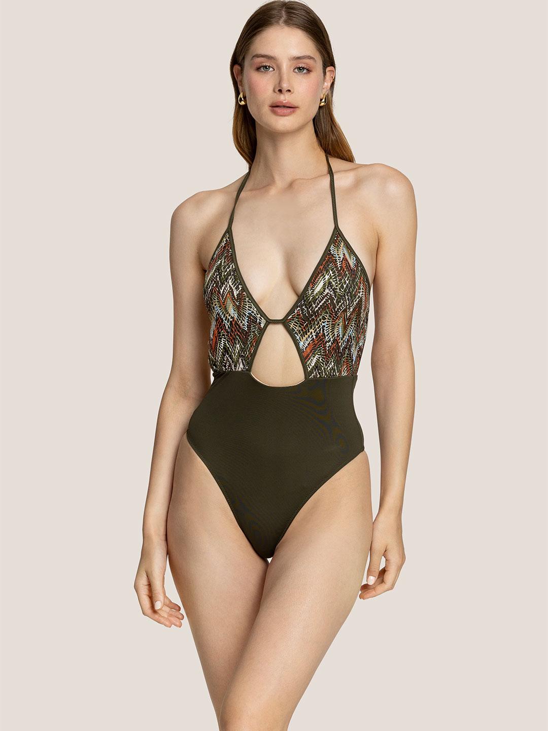 4Giveness Geometrical Net costume verde intero