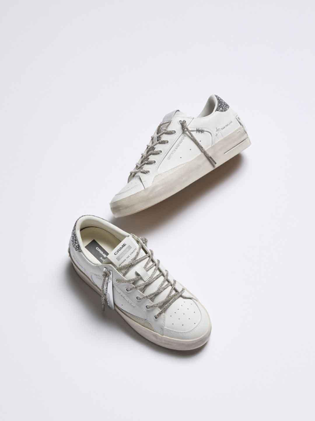 Crime Sk8 Deluxe sneakers bianco  con lacci in strass