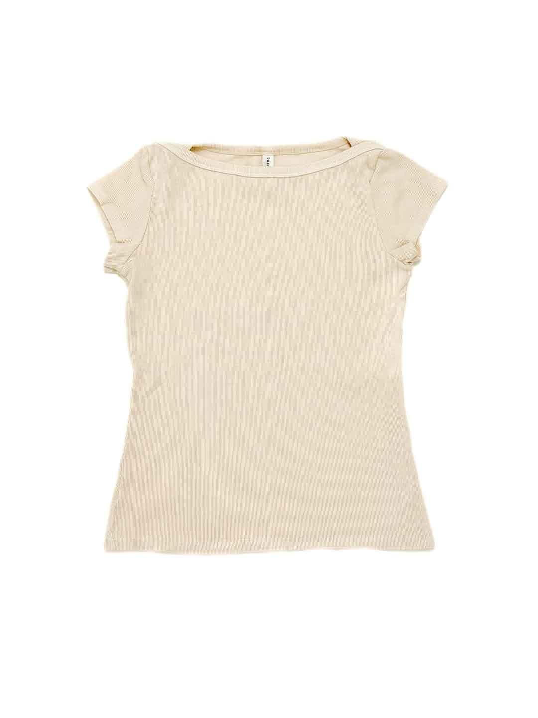 Tensione In t-shirt panna a coste