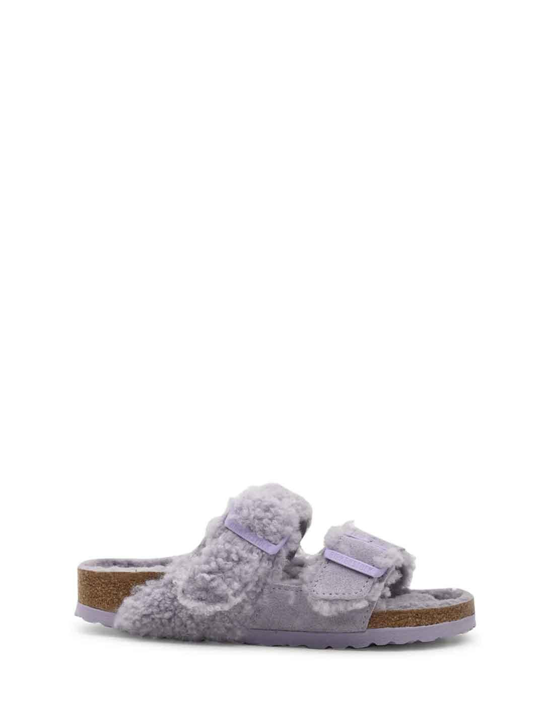 Birkenstock Arizona sandali lilla con pelliccia
