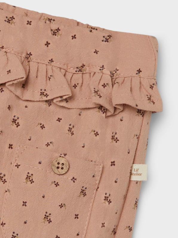 Lil'Atelier pantaloni neonato con stampa fiori ripetuta