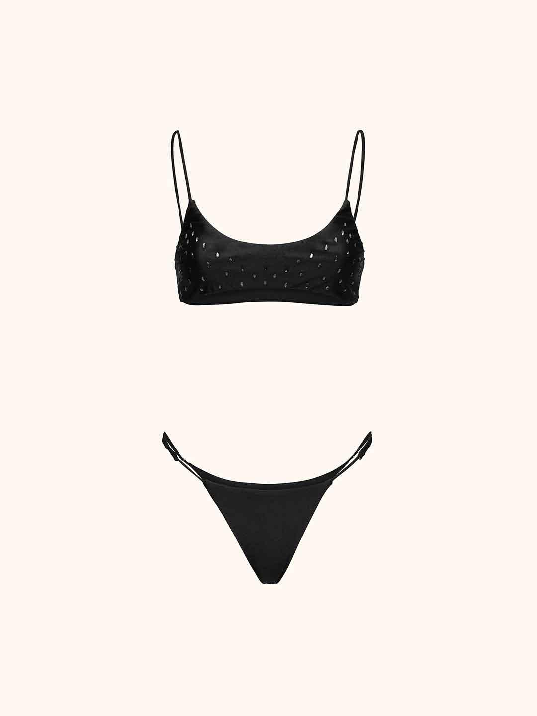 Me Fui costume nero con strass top