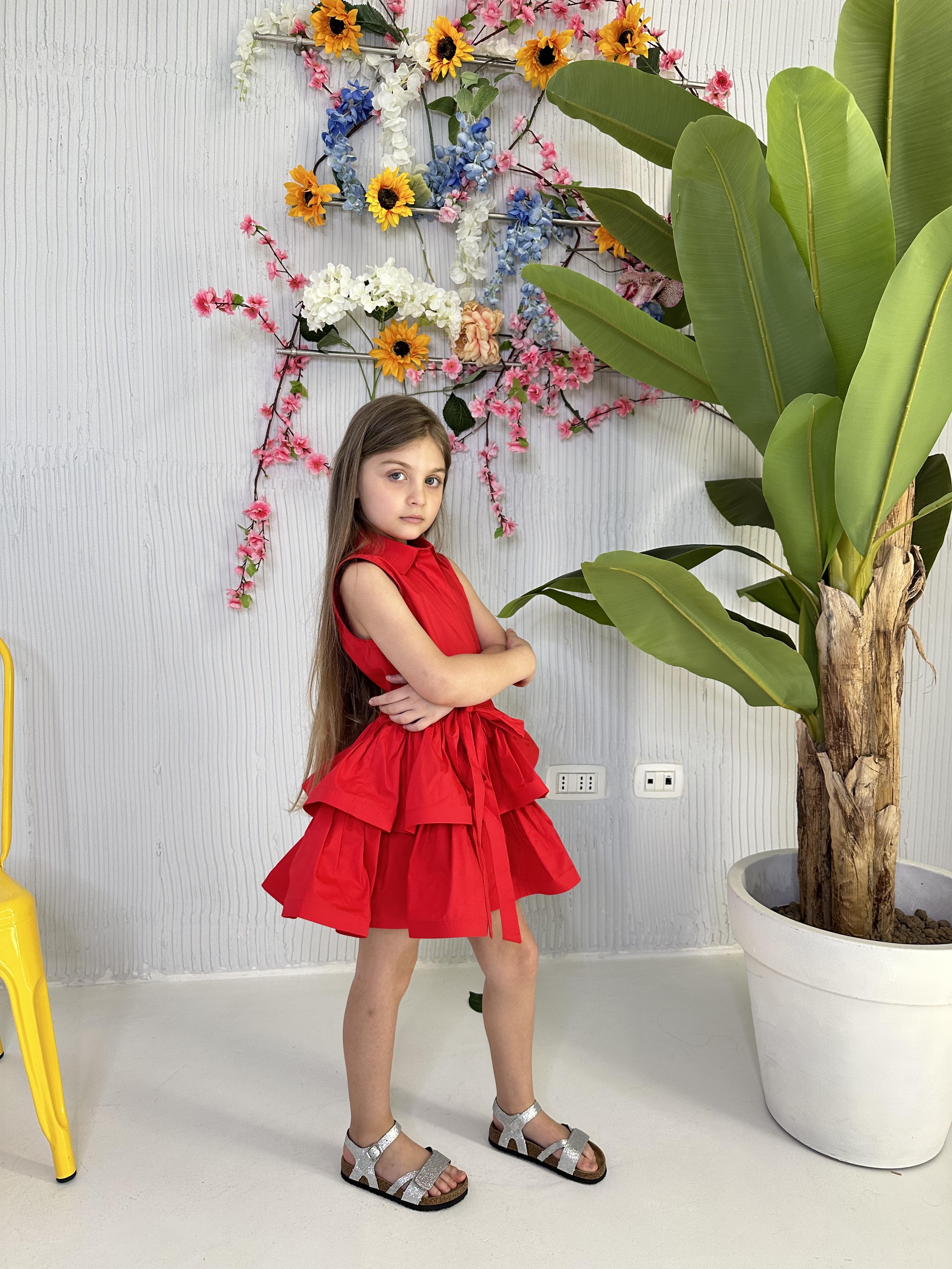 Vicolo abito kids rosso con balze