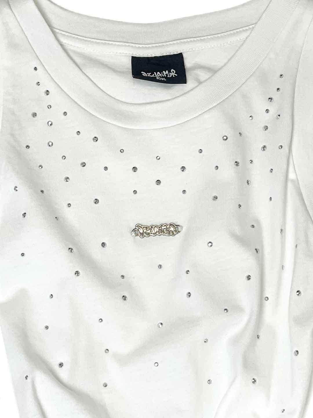 Disclaimer canotta kids bianco con strass