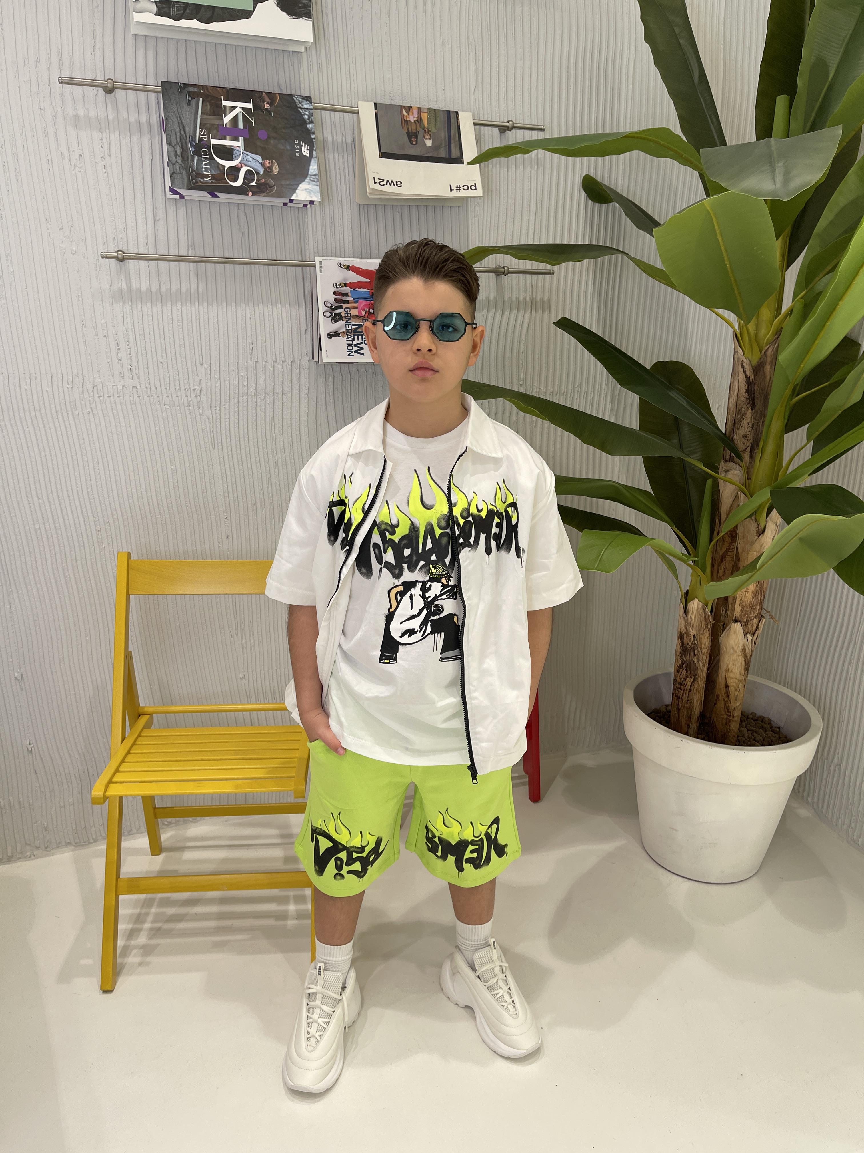 Disclaimer camicia kids bianco con zip