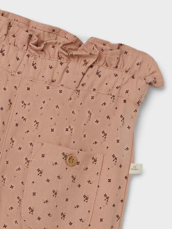 Lil' Atelier pantaloni kids rosa fantasia fiori allover