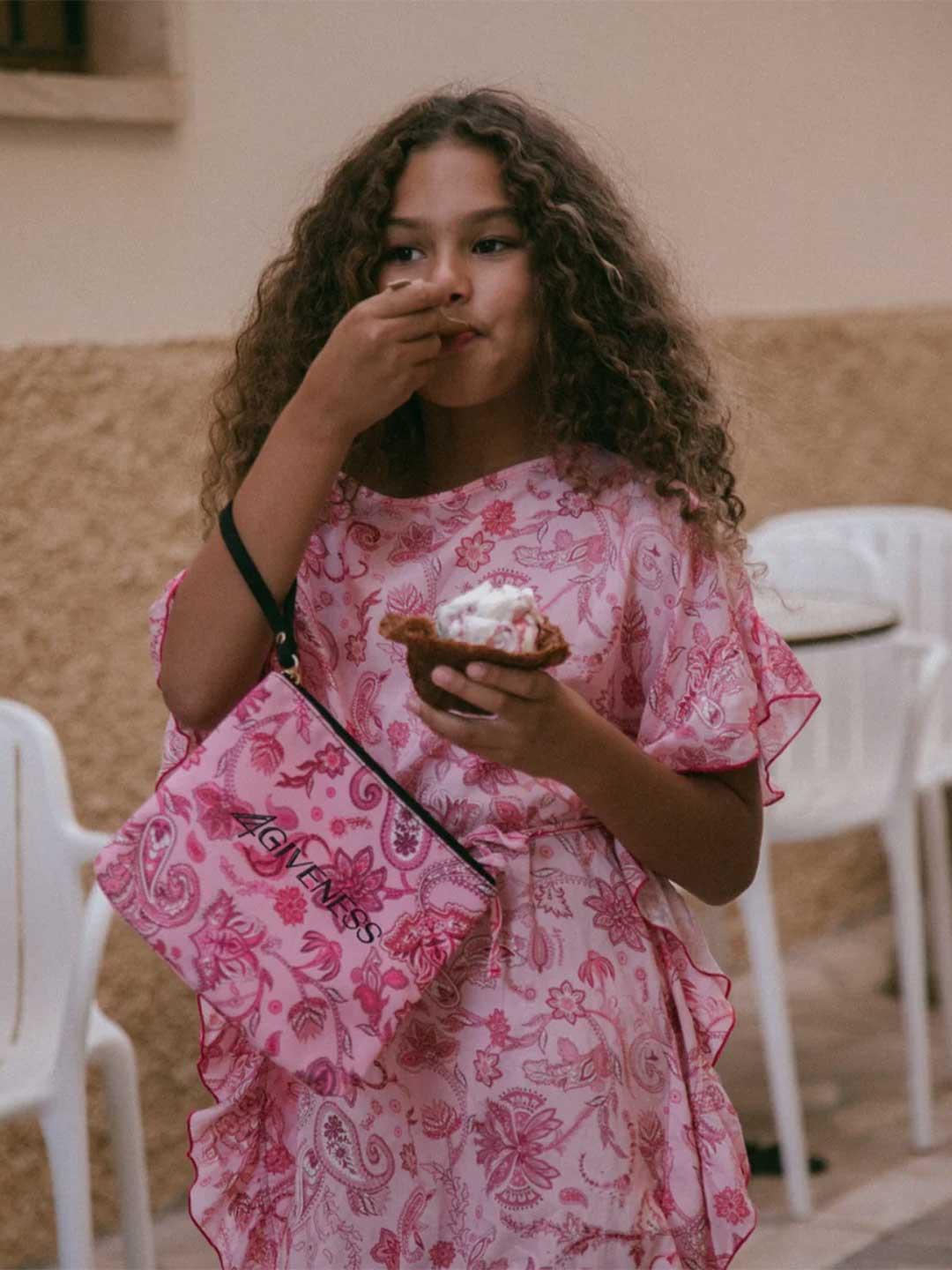 4Giveness Antibes kaftano kids rosa a bandana