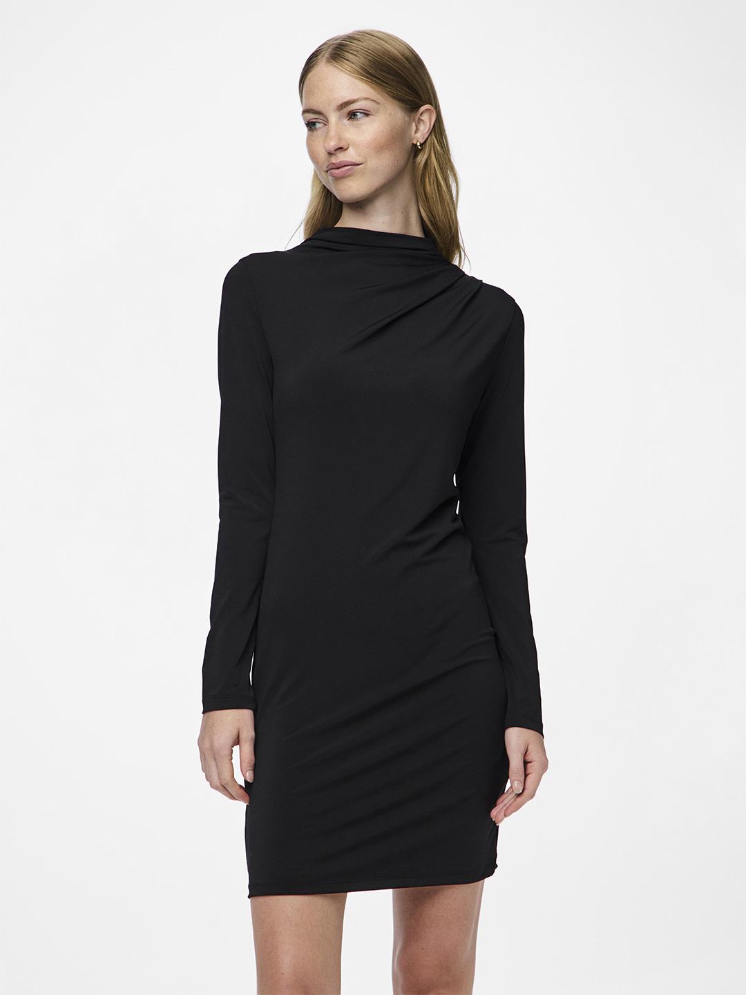 Pieces abito nero mini drappeggiato