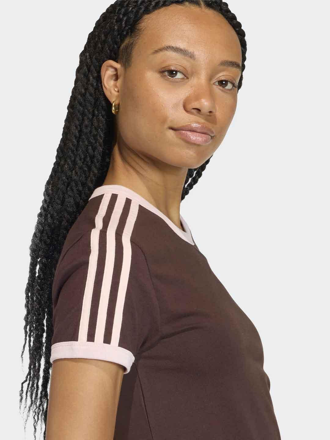 Adidas 3 Stripes t-shirt marrone e rosa