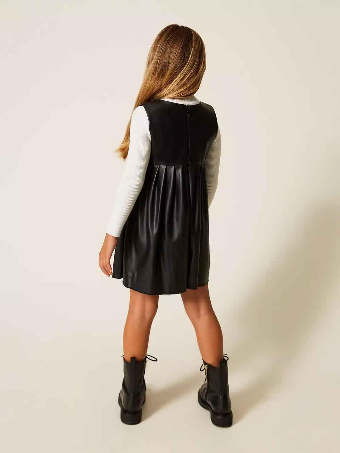 Twinset abito kids nero in pelle