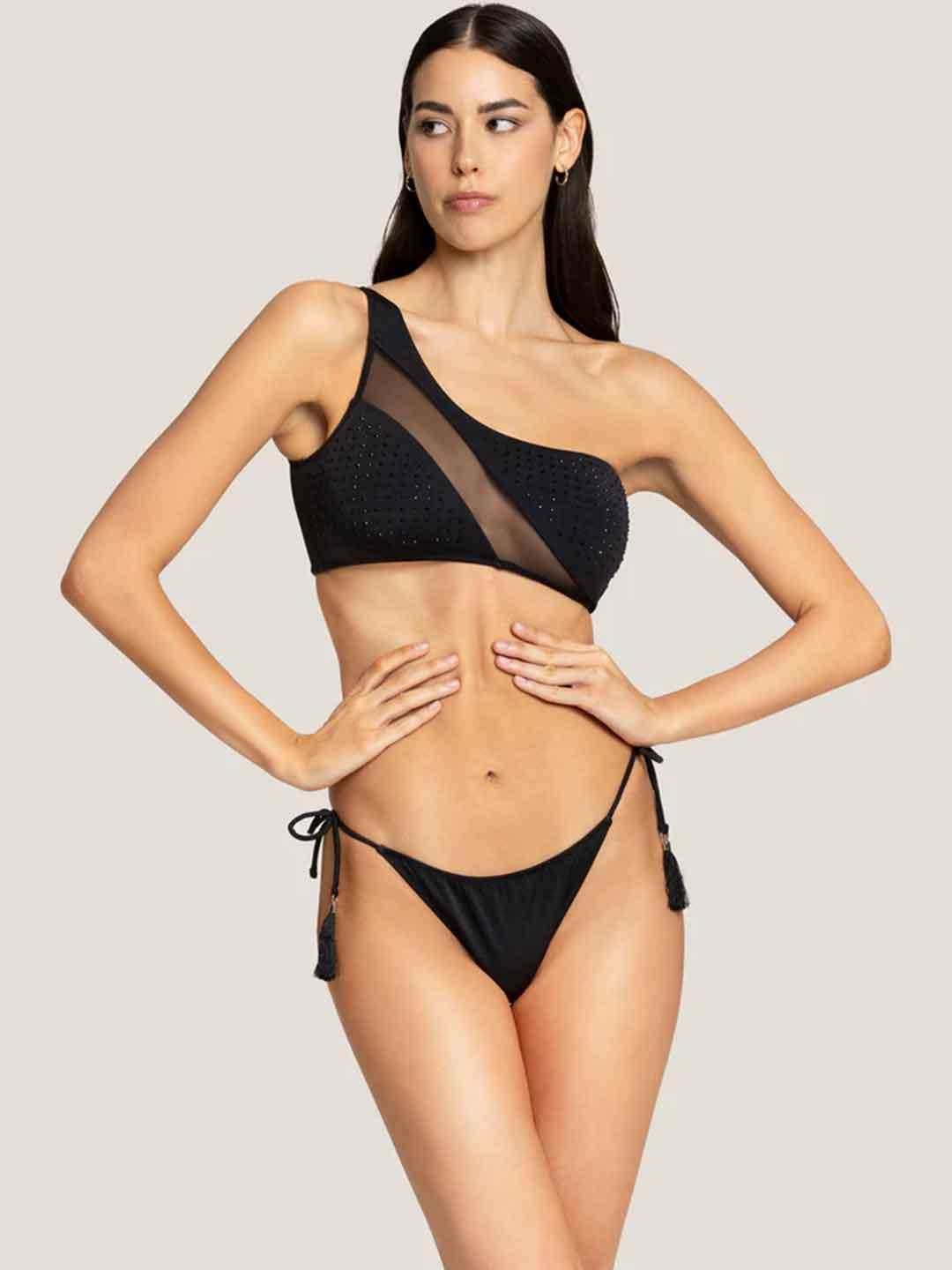 4Giveness Trasparence Shades costume nero con strass