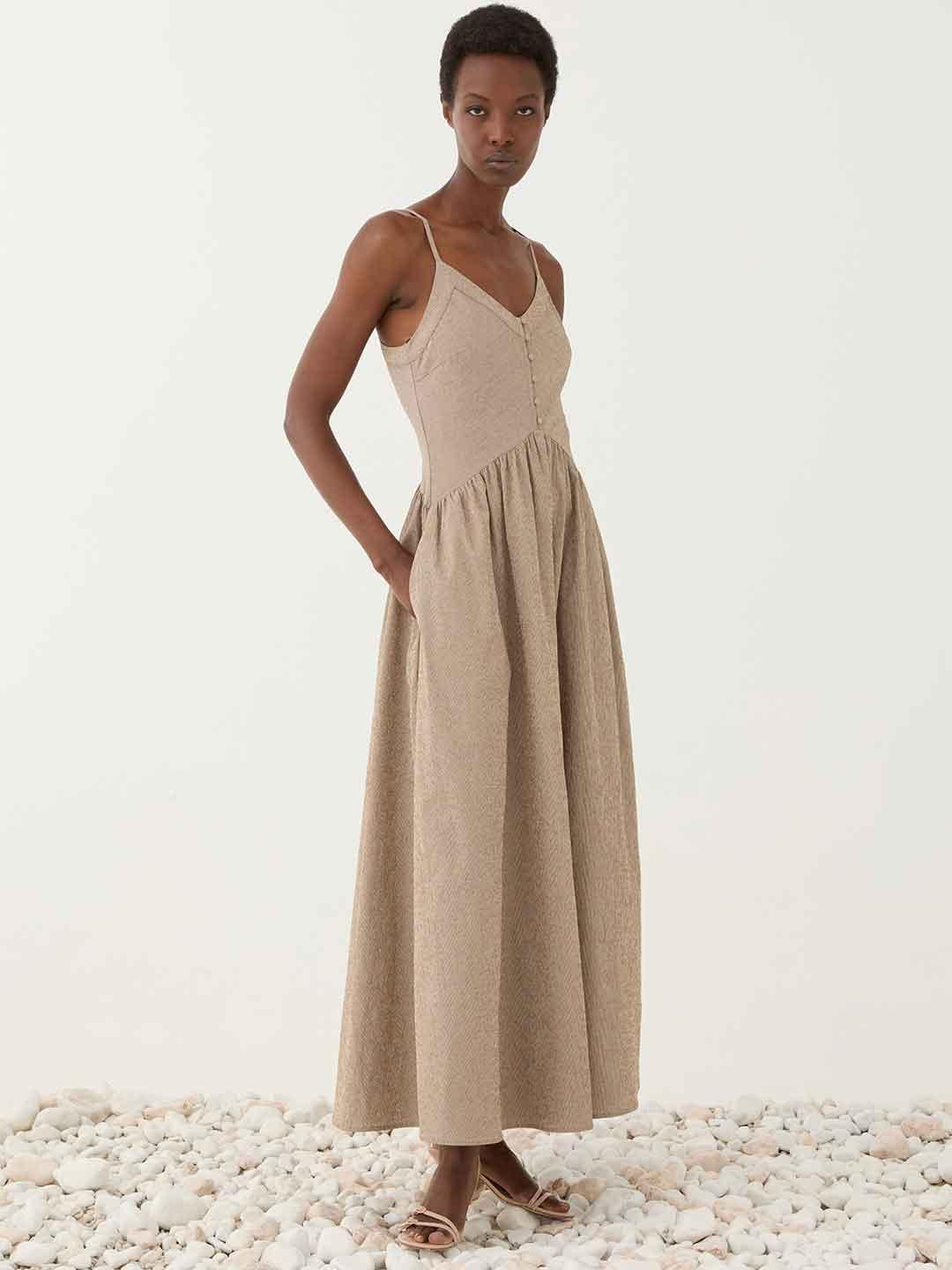 Eleh abito marrone a righe