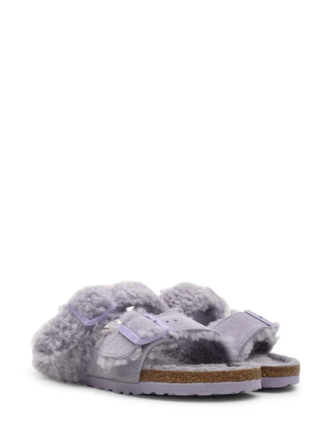 Birkenstock Arizona sandali lilla con pelliccia