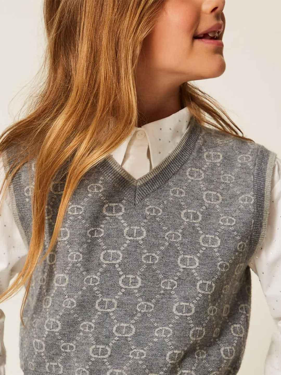 Twinset gilet kids grigio in lana