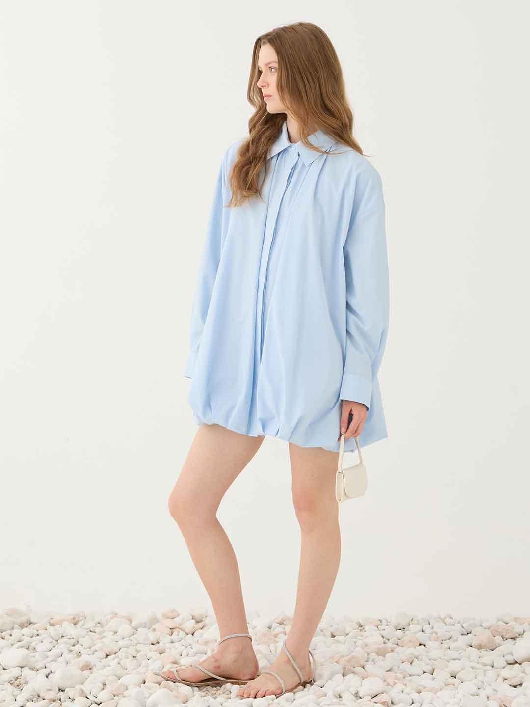 Eleh abito celeste con bottoni