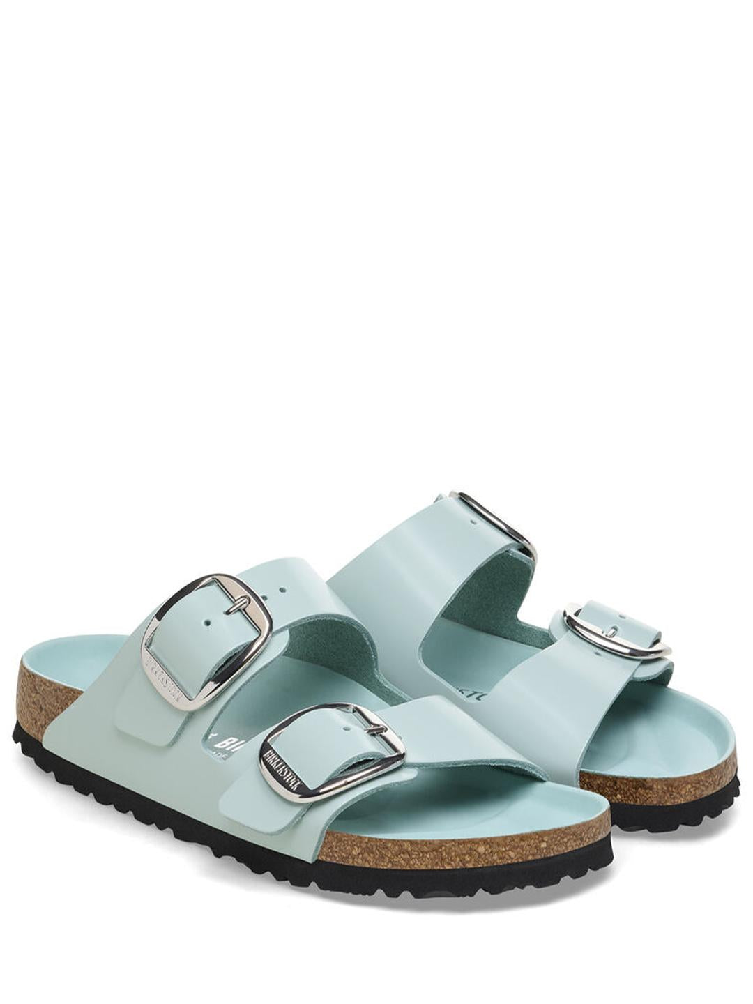 Birkenstock Arizona Big Buckle standali verde con fibbia in argento