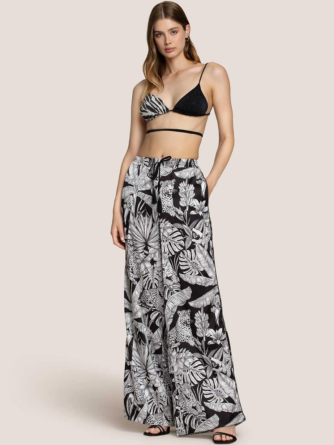 4Giveness Black & White pantalone nero a palazzo