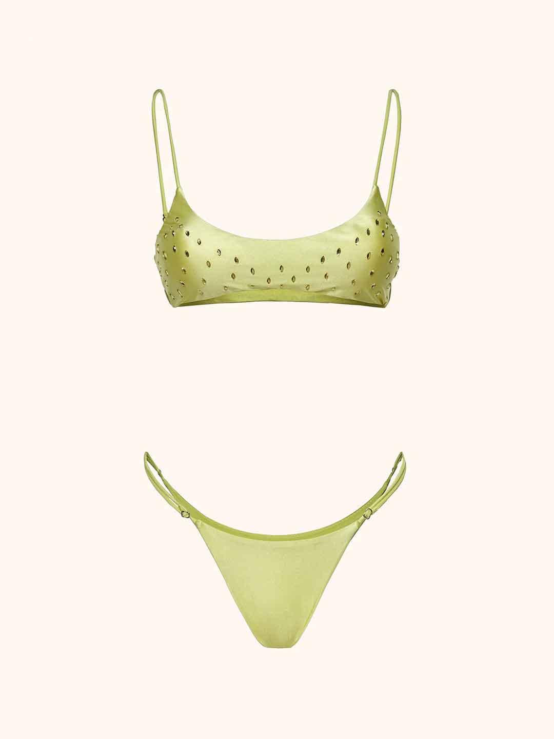 Me Fui costume verde con strass top