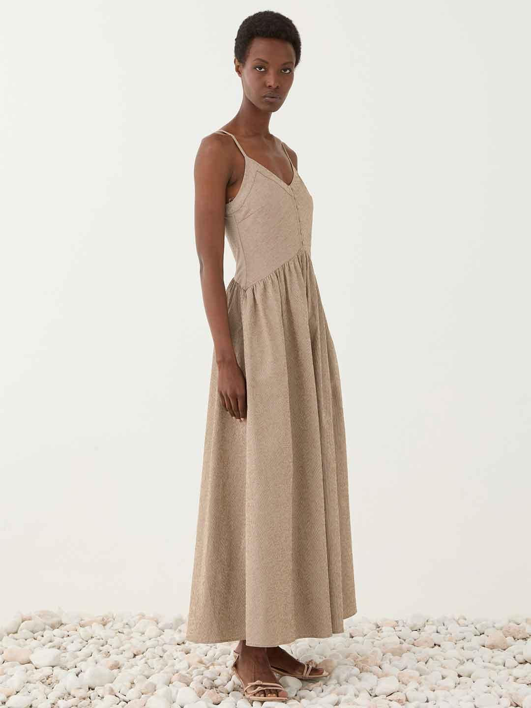 Eleh abito marrone a righe