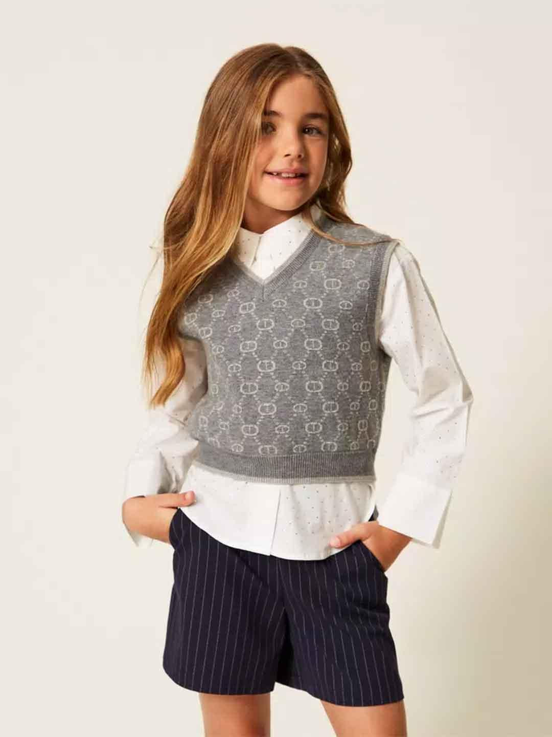 Twinset gilet kids grigio in lana