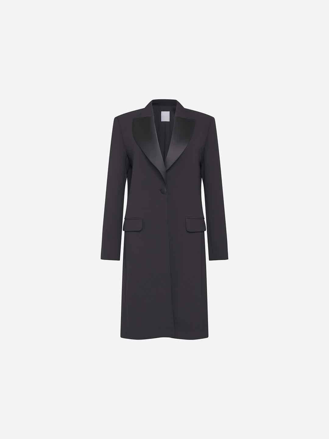 Silence Crepe cappotto nero lungo