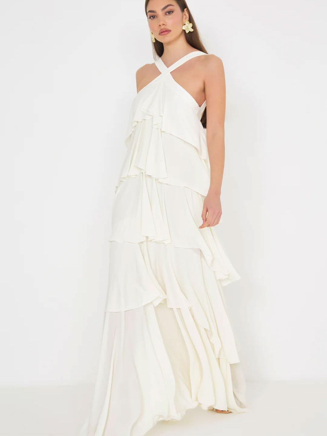 Silence abito panna con balze